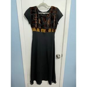 Y2k Urban Angel Dress Dress Small Velvet Burnout Black Copper Leaves Whimsigoth